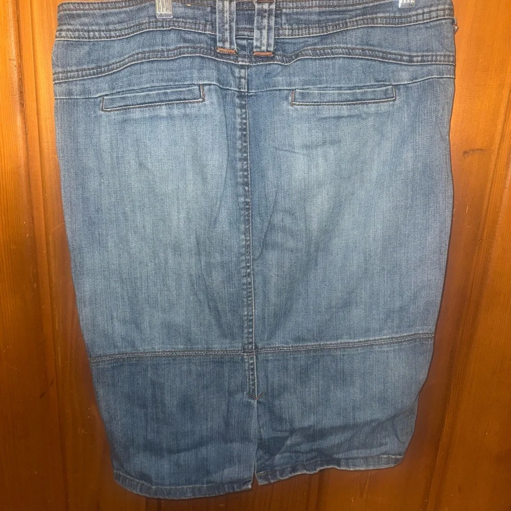 Candie's Blue Denim Skirt with Zipper Accent - Picture 2 of 3